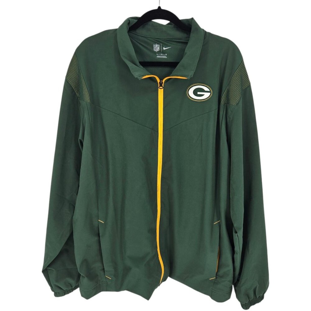 Nike NFL mens size XL green yellow Green Bay Packers full zip jacket embroidered